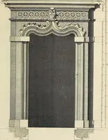 An illustration from Gothic architecture, improved by rules and proportions : in many grand designs of columns, doors, windows, chimney-pieces, arcades, colonades, porticos, umbrellos, temples and pavillions &c. : with plans, elevations and profiles (1747)