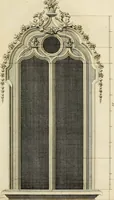 An illustration from Gothic architecture, improved by rules and proportions : in many grand designs of columns, doors, windows, chimney-pieces, arcades, colonades, porticos, umbrellos, temples and pavillions &c. : with plans, elevations and profiles (1747)