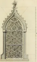 An illustration from Gothic architecture, improved by rules and proportions : in many grand designs of columns, doors, windows, chimney-pieces, arcades, colonades, porticos, umbrellos, temples and pavillions &c. : with plans, elevations and profiles (1747)