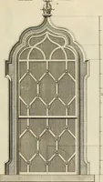 An illustration from Gothic architecture, improved by rules and proportions : in many grand designs of columns, doors, windows, chimney-pieces, arcades, colonades, porticos, umbrellos, temples and pavillions &c. : with plans, elevations and profiles (1747)