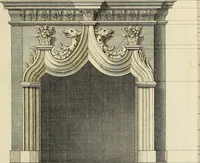 An illustration from Gothic architecture, improved by rules and proportions : in many grand designs of columns, doors, windows, chimney-pieces, arcades, colonades, porticos, umbrellos, temples and pavillions &c. : with plans, elevations and profiles (1747)