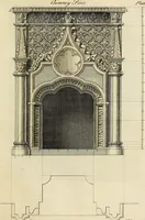 An illustration from Gothic architecture, improved by rules and proportions : in many grand designs of columns, doors, windows, chimney-pieces, arcades, colonades, porticos, umbrellos, temples and pavillions &c. : with plans, elevations and profiles (1747)