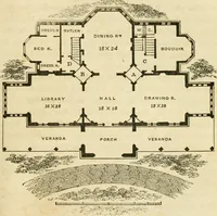 An illustration from The architecture of country houses : including designs for cottages, farm houses, and villas, with remarks on interiors, furniture, and the best modes of warming and ventilating (1851)