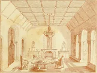 An illustration from The architecture of country houses : including designs for cottages, farm houses, and villas, with remarks on interiors, furniture, and the best modes of warming and ventilating (1851)