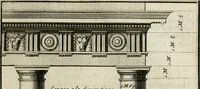 An illustration from Cours d'architecture qui comprend les ordres de Vignole : avec des commentaires, les figures & descriptions de ses plus beaux bâtimens, & de ceux de Michel-Ange : plusieurs nouveaux desseins, ornemens & préceptes concernant la distribution, la décoration ... & tout ce qui regarde l'art de bâtir : avec une ample explication par ordre alphabetique de tous les termes (1693)