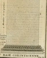 An illustration from Cours d'architecture qui comprend les ordres de Vignole : avec des commentaires, les figures & descriptions de ses plus beaux bâtimens, & de ceux de Michel-Ange : plusieurs nouveaux desseins, ornemens & préceptes concernant la distribution, la décoration ... & tout ce qui regarde l'art de bâtir : avec une ample explication par ordre alphabetique de tous les termes (1693)