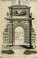 An illustration from Cours d'architecture qui comprend les ordres de Vignole : avec des commentaires, les figures & descriptions de ses plus beaux bâtimens, & de ceux de Michel-Ange : plusieurs nouveaux desseins, ornemens & préceptes concernant la distribution, la décoration ... & tout ce qui regarde l'art de bâtir : avec une ample explication par ordre alphabetique de tous les termes (1693)