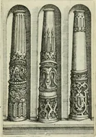 An illustration from Architectvra, vonn Ausstheijlung der fünff Seülen, vnd aller darausz folder Kunst vnd Arbeit von Festern, Camin, Thürgerichten, Portale, Bruñen vnd Epitaphie (1612)