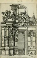 An illustration from Architectvra, vonn Ausstheijlung der fünff Seülen, vnd aller darausz folder Kunst vnd Arbeit von Festern, Camin, Thürgerichten, Portale, Bruñen vnd Epitaphie (1612)