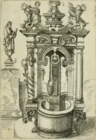 An illustration from Architectvra, vonn Ausstheijlung der fünff Seülen, vnd aller darausz folder Kunst vnd Arbeit von Festern, Camin, Thürgerichten, Portale, Bruñen vnd Epitaphie (1612)