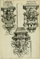 An illustration from Architectvra, vonn Ausstheijlung der fünff Seülen, vnd aller darausz folder Kunst vnd Arbeit von Festern, Camin, Thürgerichten, Portale, Bruñen vnd Epitaphie (1612)