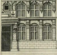 An illustration from Architectvra, vonn Ausstheijlung der fünff Seülen, vnd aller darausz folder Kunst vnd Arbeit von Festern, Camin, Thürgerichten, Portale, Bruñen vnd Epitaphie (1612)