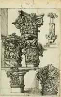 An illustration from Architectvra, vonn Ausstheijlung der fünff Seülen, vnd aller darausz folder Kunst vnd Arbeit von Festern, Camin, Thürgerichten, Portale, Bruñen vnd Epitaphie (1612)