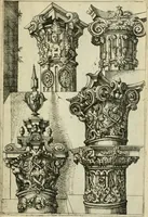 An illustration from Architectvra, vonn Ausstheijlung der fünff Seülen, vnd aller darausz folder Kunst vnd Arbeit von Festern, Camin, Thürgerichten, Portale, Bruñen vnd Epitaphie (1612)