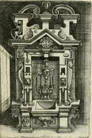 An illustration from Architectvra, vonn Ausstheijlung der fünff Seülen, vnd aller darausz folder Kunst vnd Arbeit von Festern, Camin, Thürgerichten, Portale, Bruñen vnd Epitaphie (1612)