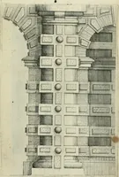An illustration from Architectvra, vonn Ausstheijlung der fünff Seülen, vnd aller darausz folder Kunst vnd Arbeit von Festern, Camin, Thürgerichten, Portale, Bruñen vnd Epitaphie (1612)