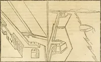 Picture 60 of 89 from Architectvra von Vestungen. Wie die zu vnsern Zeiten mögen erbawen werden, an Stätten, Schlössern vñ Clussen, zu Wasser, Land, Berg vñ Thal, mit jren Bollwercken, Caualiren, Streichen, Gräben vnd Leuffen, sampt deren gantzen Anhang vnd Nutzbarkeit, auch wie die Gegenwehr zu gebrauchen, was für Geschütz dahin gehörig, vnnd wie es geordnet vnnd gebraucht werden soll, alles ausz Grund vnd deren Fundamenten. Sampt den Grund Rissen, Visierungen, vnd Auffzügen für Augen gestellt (1589), leaf 196