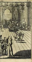 An illustration from Arlequin comedien aux Champs Elisées : nouvelle historique, allegorique & comique (1694)