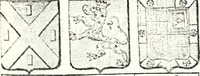 An illustration from Armorial des principales maisons et familles du royaume, particulierement des celles de Paris et de l'Isle de France : contenant les armes des princes, seigneurs, grands officiers de la couronne & de la maison du roi, celles des cours souveraines, &c. avec l'explication de tous les blasons (1757)