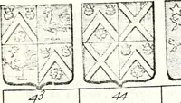 An illustration from Armorial des principales maisons et familles du royaume, particulierement des celles de Paris et de l'Isle de France : contenant les armes des princes, seigneurs, grands officiers de la couronne & de la maison du roi, celles des cours souveraines, &c. avec l'explication de tous les blasons (1757)