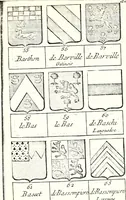 Picture 78 of 511 from Armorial des principales maisons et familles du royaume, particulierement des celles de Paris et de l'Isle de France : contenant les armes des princes, seigneurs, grands officiers de la couronne & de la maison du roi, celles des cours souveraines, &c. avec l'explication de tous les blasons (1757), leaf 142