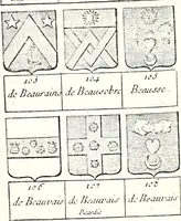 Picture 92 of 511 from Armorial des principales maisons et familles du royaume, particulierement des celles de Paris et de l'Isle de France : contenant les armes des princes, seigneurs, grands officiers de la couronne & de la maison du roi, celles des cours souveraines, &c. avec l'explication de tous les blasons (1757), leaf 162