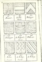 An illustration from Armorial des principales maisons et familles du royaume, particulierement des celles de Paris et de l'Isle de France : contenant les armes des princes, seigneurs, grands officiers de la couronne & de la maison du roi, celles des cours souveraines, &c. avec l'explication de tous les blasons (1757)