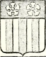 An illustration from Armorial des principales maisons et familles du royaume, particulierement des celles de Paris et de l'Isle de France : contenant les armes des princes, seigneurs, grands officiers de la couronne & de la maison du roi, celles des cours souveraines, &c. avec l'explication de tous les blasons (1757)
