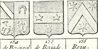 An illustration from Armorial des principales maisons et familles du royaume, particulierement des celles de Paris et de l'Isle de France : contenant les armes des princes, seigneurs, grands officiers de la couronne & de la maison du roi, celles des cours souveraines, &c. avec l'explication de tous les blasons (1757)