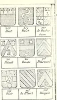 An illustration from Armorial des principales maisons et familles du royaume, particulierement des celles de Paris et de l'Isle de France : contenant les armes des princes, seigneurs, grands officiers de la couronne & de la maison du roi, celles des cours souveraines, &c. avec l'explication de tous les blasons (1757)