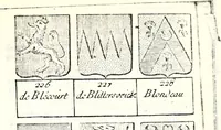 Picture 126 of 511 from Armorial des principales maisons et familles du royaume, particulierement des celles de Paris et de l'Isle de France : contenant les armes des princes, seigneurs, grands officiers de la couronne & de la maison du roi, celles des cours souveraines, &c. avec l'explication de tous les blasons (1757), leaf 218
