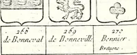 An illustration from Armorial des principales maisons et familles du royaume, particulierement des celles de Paris et de l'Isle de France : contenant les armes des princes, seigneurs, grands officiers de la couronne & de la maison du roi, celles des cours souveraines, &c. avec l'explication de tous les blasons (1757)