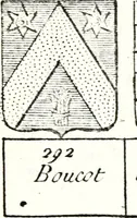 An illustration from Armorial des principales maisons et familles du royaume, particulierement des celles de Paris et de l'Isle de France : contenant les armes des princes, seigneurs, grands officiers de la couronne & de la maison du roi, celles des cours souveraines, &c. avec l'explication de tous les blasons (1757)