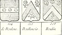 An illustration from Armorial des principales maisons et familles du royaume, particulierement des celles de Paris et de l'Isle de France : contenant les armes des princes, seigneurs, grands officiers de la couronne & de la maison du roi, celles des cours souveraines, &c. avec l'explication de tous les blasons (1757)