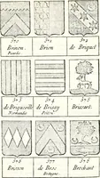 Picture 166 of 511 from Armorial des principales maisons et familles du royaume, particulierement des celles de Paris et de l'Isle de France : contenant les armes des princes, seigneurs, grands officiers de la couronne & de la maison du roi, celles des cours souveraines, &c. avec l'explication de tous les blasons (1757), leaf 282