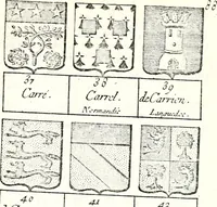 Picture 184 of 511 from Armorial des principales maisons et familles du royaume, particulierement des celles de Paris et de l'Isle de France : contenant les armes des princes, seigneurs, grands officiers de la couronne & de la maison du roi, celles des cours souveraines, &c. avec l'explication de tous les blasons (1757), leaf 318