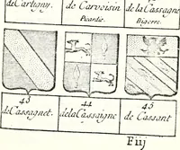 Picture 185 of 511 from Armorial des principales maisons et familles du royaume, particulierement des celles de Paris et de l'Isle de France : contenant les armes des princes, seigneurs, grands officiers de la couronne & de la maison du roi, celles des cours souveraines, &c. avec l'explication de tous les blasons (1757), leaf 318