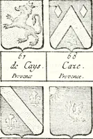 Picture 194 of 511 from Armorial des principales maisons et familles du royaume, particulierement des celles de Paris et de l'Isle de France : contenant les armes des princes, seigneurs, grands officiers de la couronne & de la maison du roi, celles des cours souveraines, &c. avec l'explication de tous les blasons (1757), leaf 330