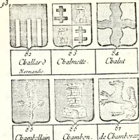 Picture 198 of 511 from Armorial des principales maisons et familles du royaume, particulierement des celles de Paris et de l'Isle de France : contenant les armes des princes, seigneurs, grands officiers de la couronne & de la maison du roi, celles des cours souveraines, &c. avec l'explication de tous les blasons (1757), leaf 338