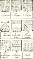 Picture 208 of 511 from Armorial des principales maisons et familles du royaume, particulierement des celles de Paris et de l'Isle de France : contenant les armes des princes, seigneurs, grands officiers de la couronne & de la maison du roi, celles des cours souveraines, &c. avec l'explication de tous les blasons (1757), leaf 354
