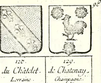 Picture 209 of 511 from Armorial des principales maisons et familles du royaume, particulierement des celles de Paris et de l'Isle de France : contenant les armes des princes, seigneurs, grands officiers de la couronne & de la maison du roi, celles des cours souveraines, &c. avec l'explication de tous les blasons (1757), leaf 358