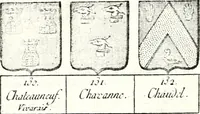 An illustration from Armorial des principales maisons et familles du royaume, particulierement des celles de Paris et de l'Isle de France : contenant les armes des princes, seigneurs, grands officiers de la couronne & de la maison du roi, celles des cours souveraines, &c. avec l'explication de tous les blasons (1757)