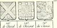 Picture 215 of 511 from Armorial des principales maisons et familles du royaume, particulierement des celles de Paris et de l'Isle de France : contenant les armes des princes, seigneurs, grands officiers de la couronne & de la maison du roi, celles des cours souveraines, &c. avec l'explication de tous les blasons (1757), leaf 366