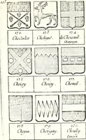 Picture 224 of 511 from Armorial des principales maisons et familles du royaume, particulierement des celles de Paris et de l'Isle de France : contenant les armes des princes, seigneurs, grands officiers de la couronne & de la maison du roi, celles des cours souveraines, &c. avec l'explication de tous les blasons (1757), leaf 378