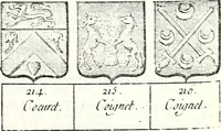 Picture 236 of 511 from Armorial des principales maisons et familles du royaume, particulierement des celles de Paris et de l'Isle de France : contenant les armes des princes, seigneurs, grands officiers de la couronne & de la maison du roi, celles des cours souveraines, &c. avec l'explication de tous les blasons (1757), leaf 394