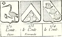 Picture 244 of 511 from Armorial des principales maisons et familles du royaume, particulierement des celles de Paris et de l'Isle de France : contenant les armes des princes, seigneurs, grands officiers de la couronne & de la maison du roi, celles des cours souveraines, &c. avec l'explication de tous les blasons (1757), leaf 402