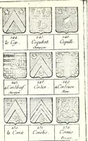 Picture 248 of 511 from Armorial des principales maisons et familles du royaume, particulierement des celles de Paris et de l'Isle de France : contenant les armes des princes, seigneurs, grands officiers de la couronne & de la maison du roi, celles des cours souveraines, &c. avec l'explication de tous les blasons (1757), leaf 410