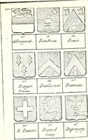 Picture 270 of 511 from Armorial des principales maisons et familles du royaume, particulierement des celles de Paris et de l'Isle de France : contenant les armes des princes, seigneurs, grands officiers de la couronne & de la maison du roi, celles des cours souveraines, &c. avec l'explication de tous les blasons (1757), leaf 450