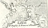 An illustration from Armorial des principales maisons et familles du royaume, particulierement des celles de Paris et de l'Isle de France : contenant les armes des princes, seigneurs, grands officiers de la couronne & de la maison du roi, celles des cours souveraines, &c. avec l'explication de tous les blasons (1757)