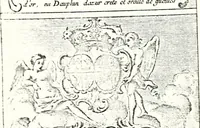 An illustration from Armorial des principales maisons et familles du royaume, particulierement des celles de Paris et de l'Isle de France : contenant les armes des princes, seigneurs, grands officiers de la couronne & de la maison du roi, celles des cours souveraines, &c. avec l'explication de tous les blasons (1757)